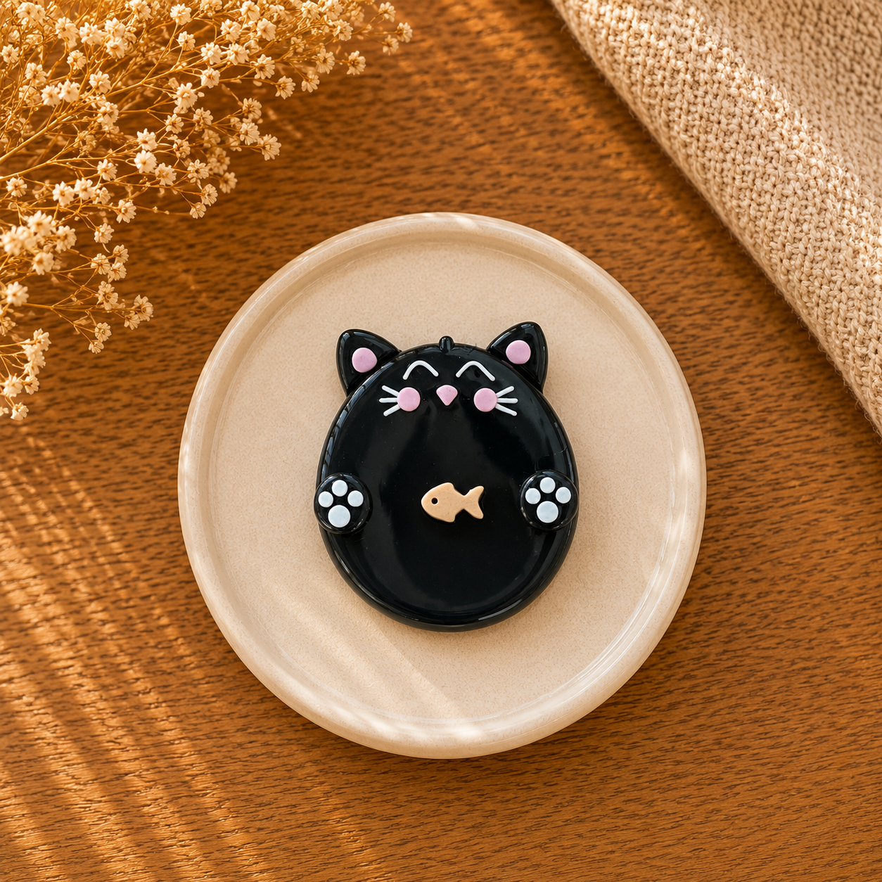 Black Cat Worry Stone