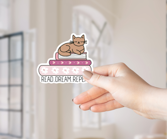 Clear Waterproof Vinyl Sticker - Read Dream Repeat