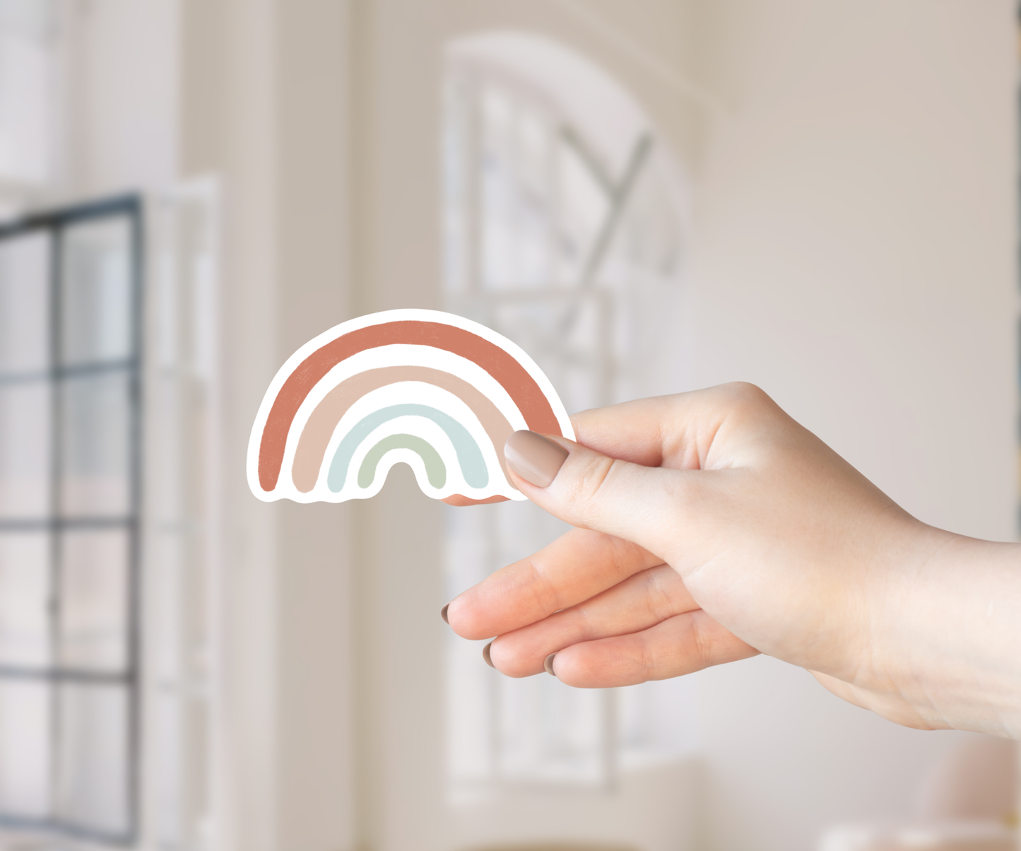 Clear Waterproof Vinyl Sticker - Pastel Rainbow