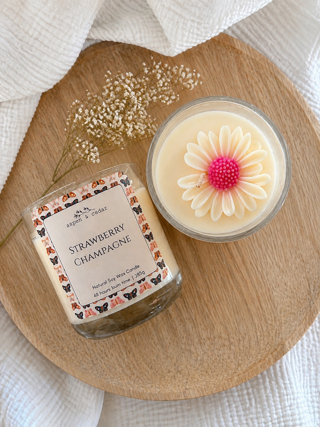 Butterflies Candle - Strawberry Champagne 280g