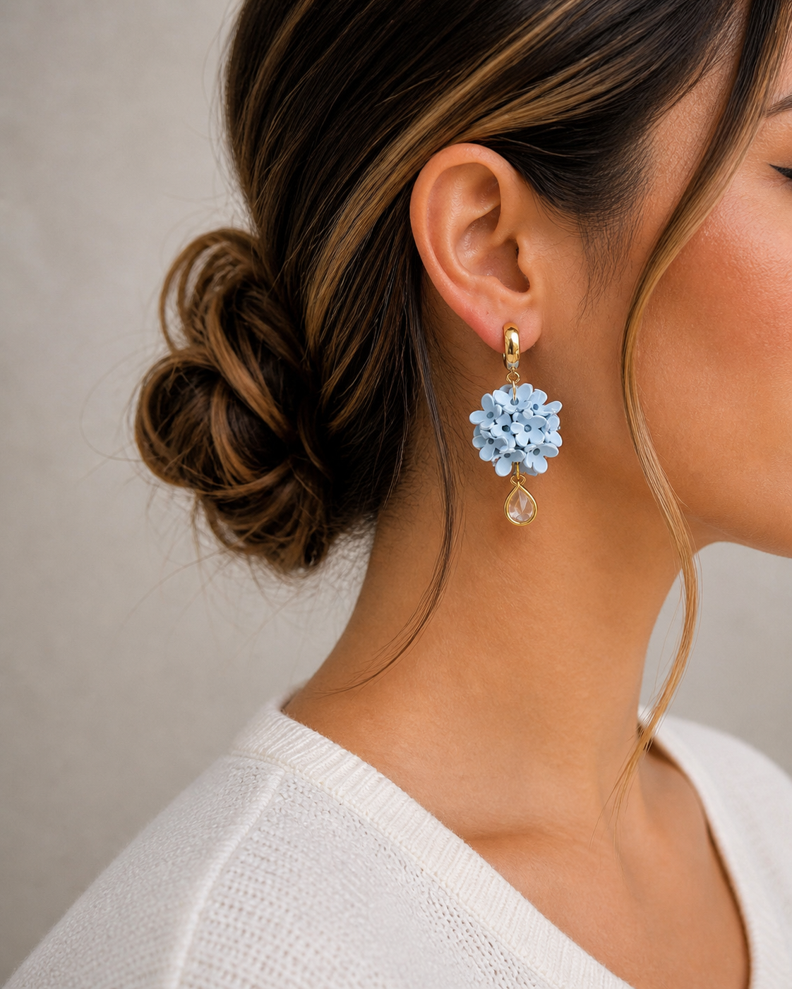 Blue Hydrangea Dangle Earrings