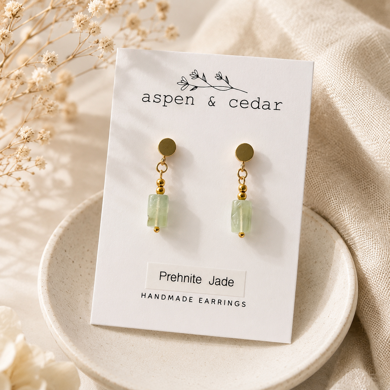 Prehnite Jade Gemstone Drop Earrings