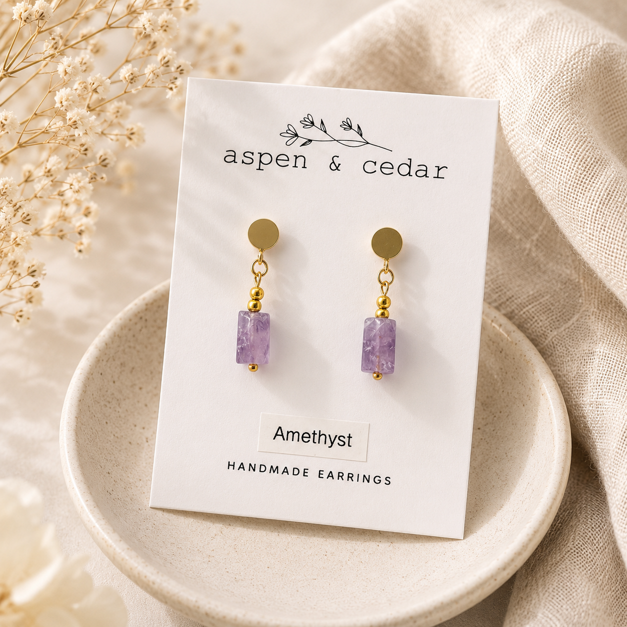 Amethyst Gemstone Drop Earrings