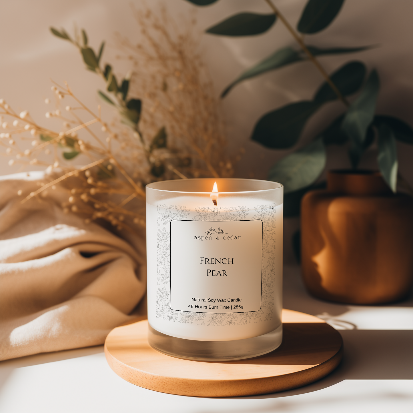 Sketched Peonies Candle - French Pear 280g