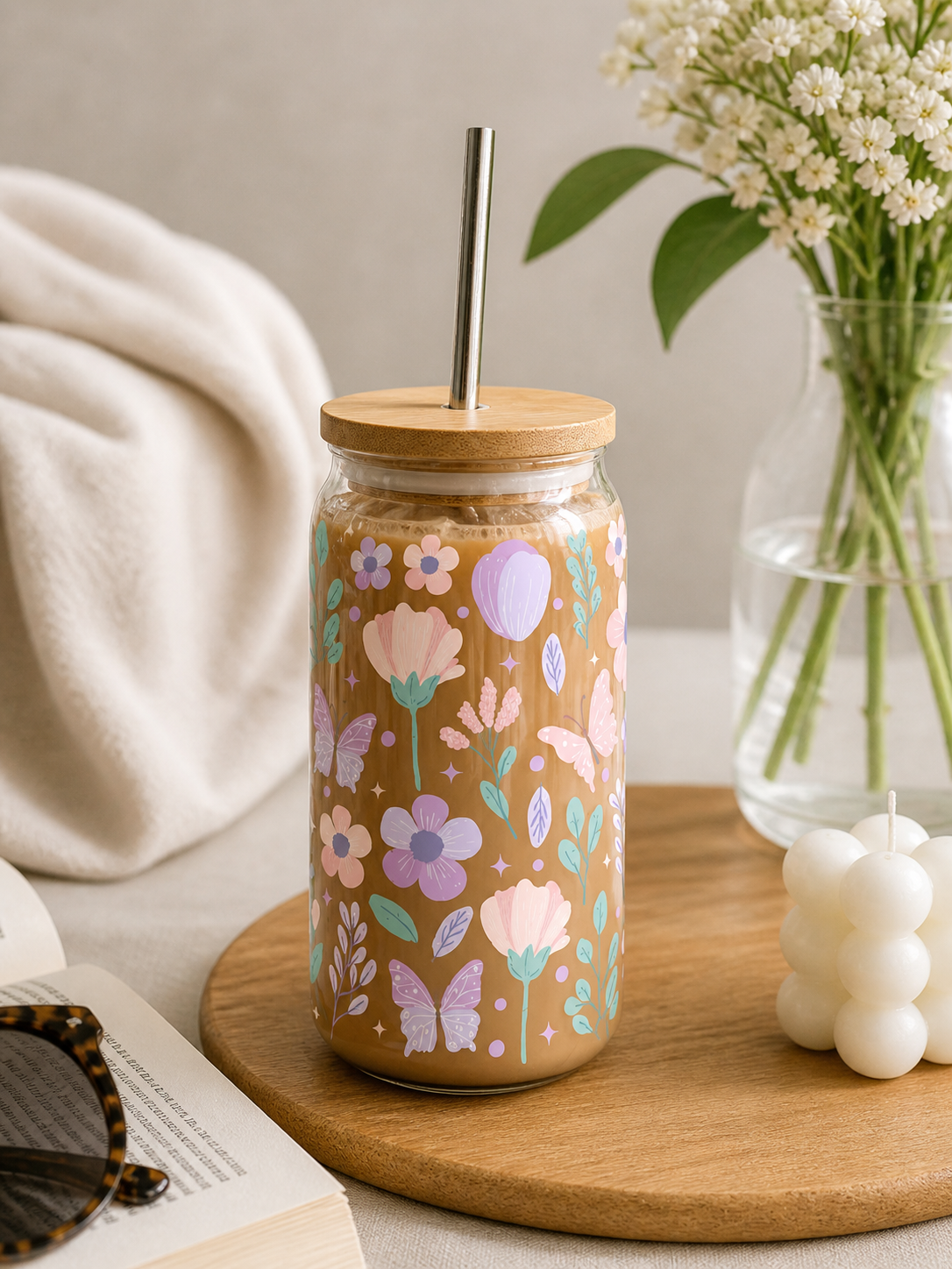 PREORDER: Butterfly Bloom Glass Tumbler 16oz