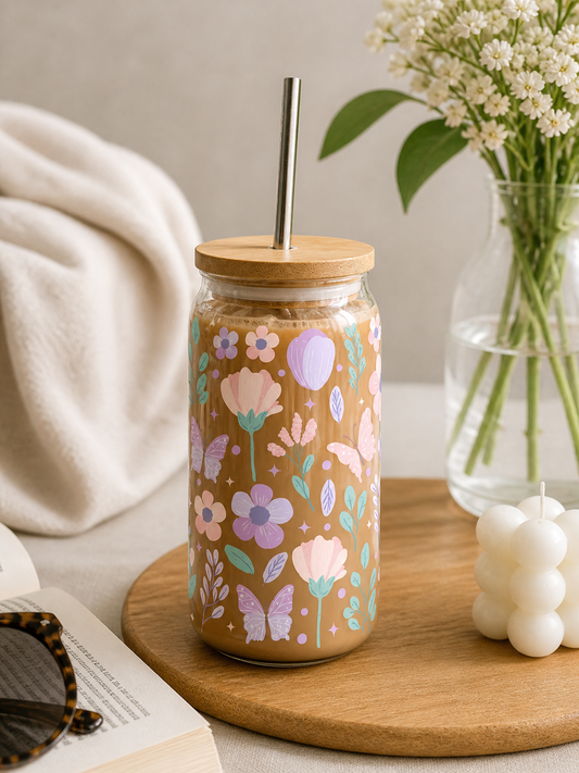 PREORDER: Butterfly Bloom Glass Tumbler 16oz
