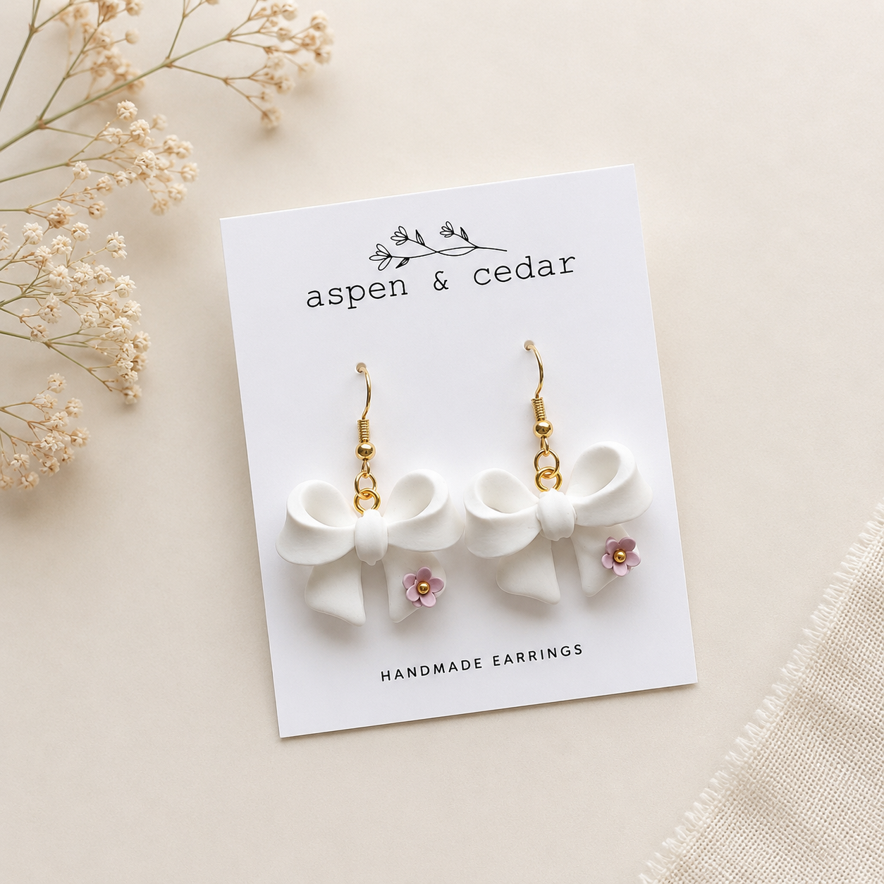 White Bows with Purple Flowers