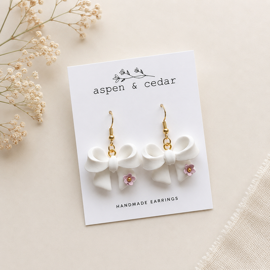 White Bows with Purple Flowers