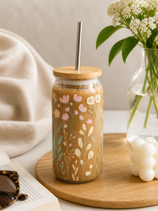 PREORDER: Blush Meadow Glass Tumbler 16oz