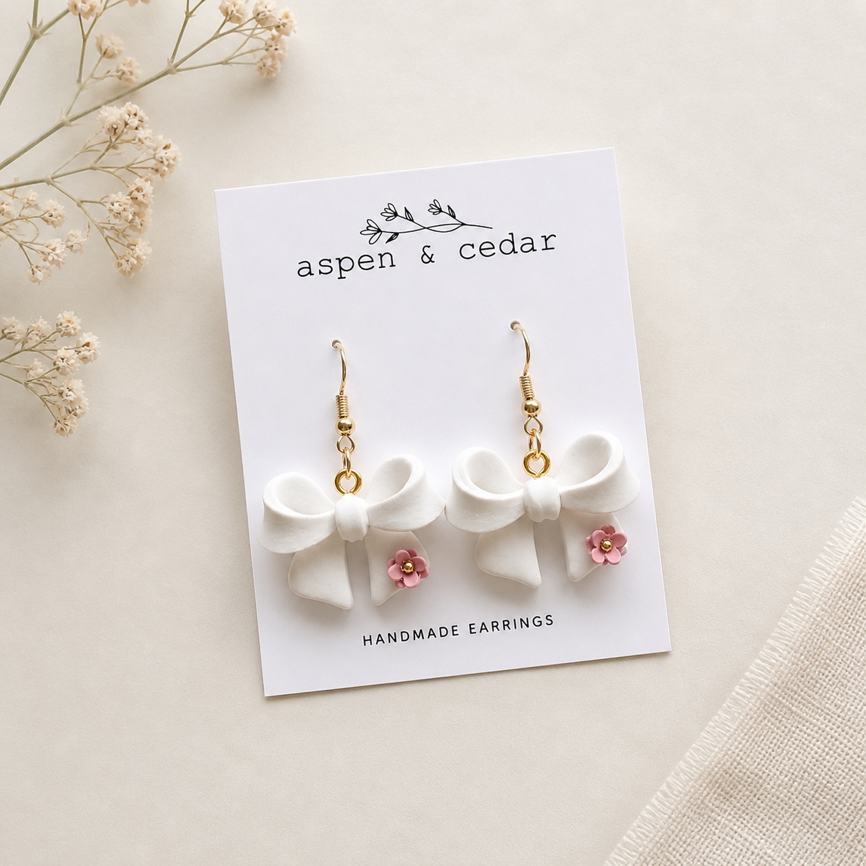 White Bows with Pink Flowers