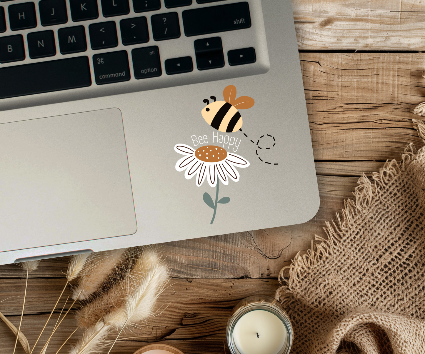 Clear Waterproof Vinyl Sticker - Bee Happy