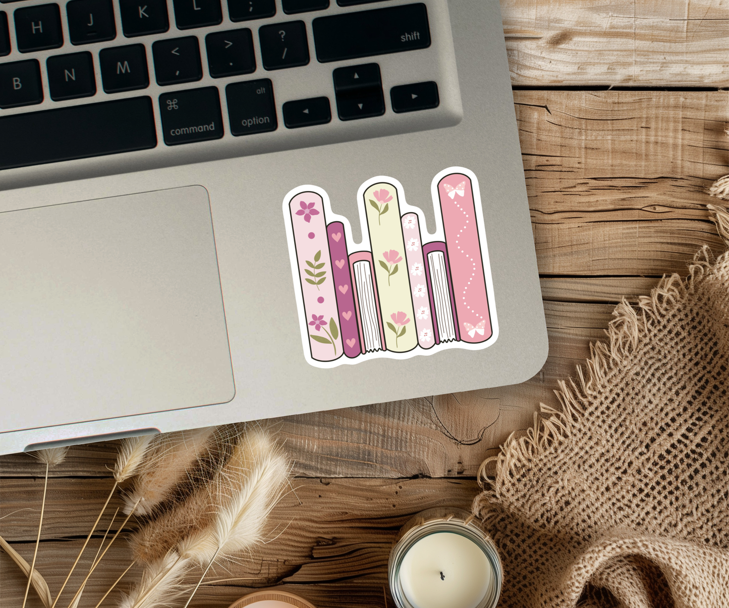 Clear Waterproof Vinyl Sticker - Floral Books