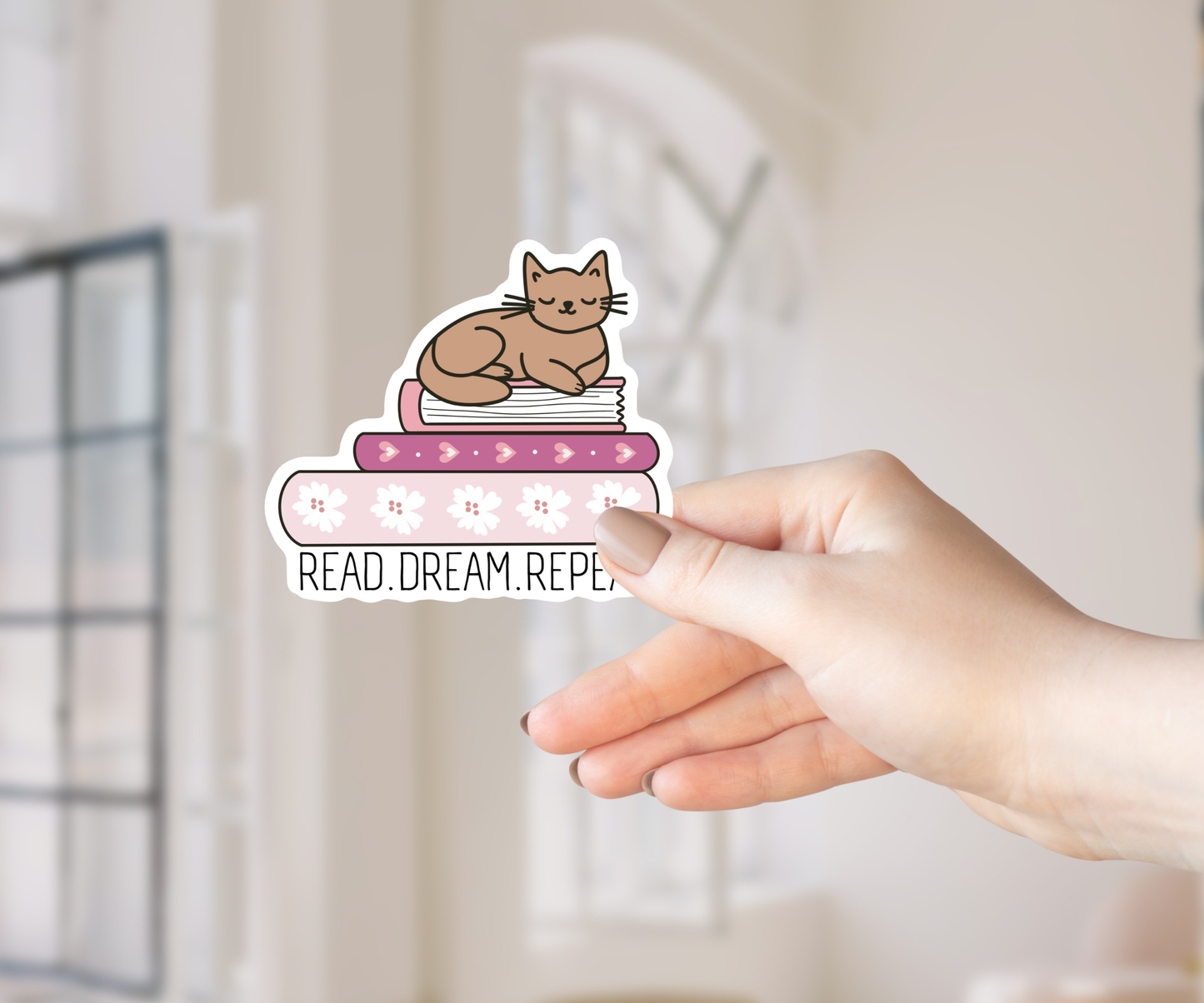 Clear Waterproof Vinyl Sticker - Read Dream Repeat
