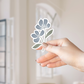 Clear Waterproof Vinyl Sticker - Blue Flowers