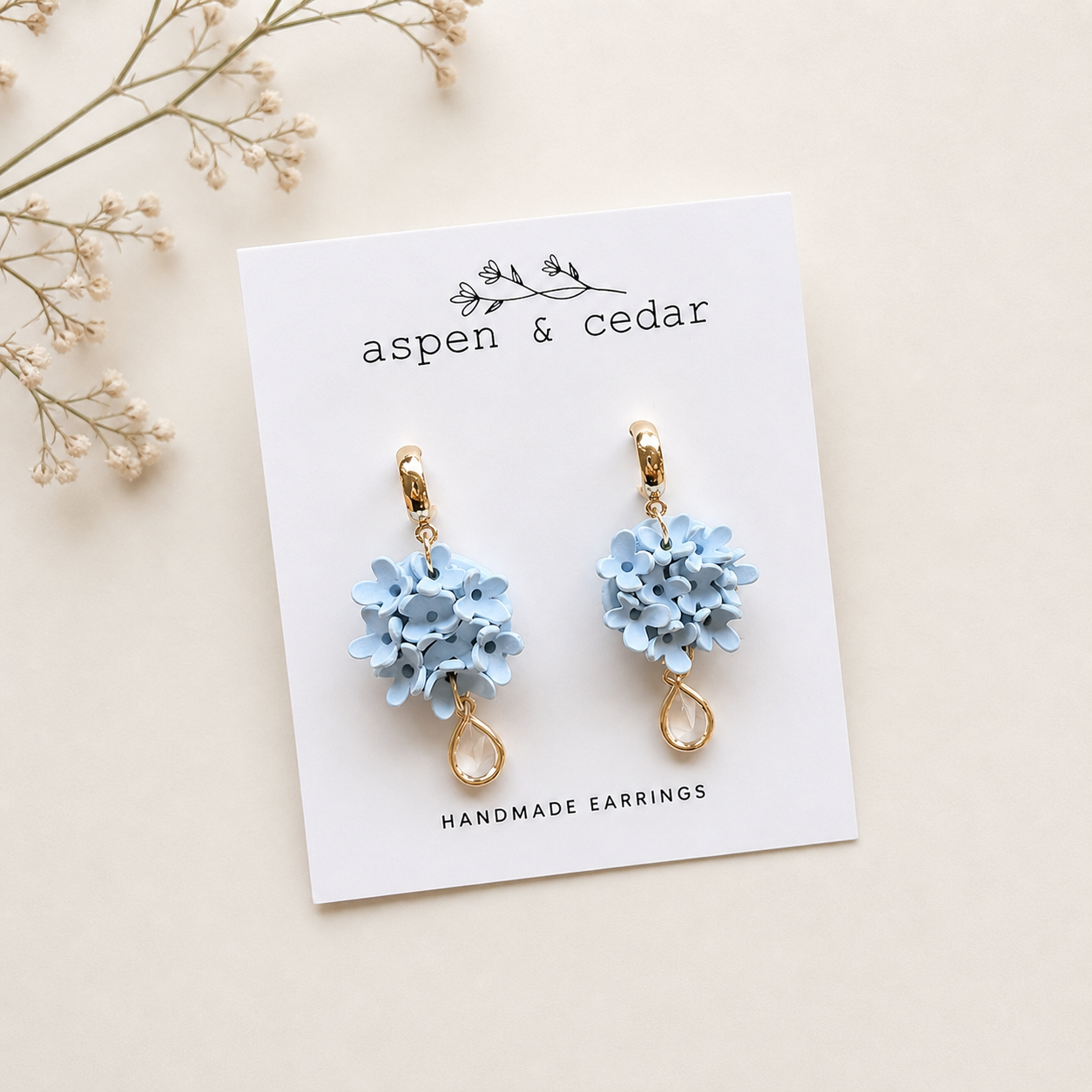 Blue Hydrangea Dangle Earrings