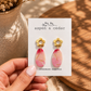 Hand Painted Flower Drop Dangles - Pink