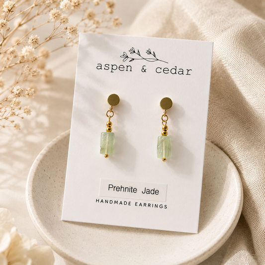 Prehnite Jade Gemstone Drop Earrings