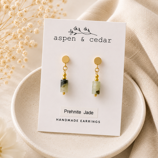 Prehnite Jade Gemstone Drop Earrings